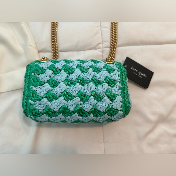 Kate spade Evelyn striped crochet raffia small shoulder cross body convertible - Picture 11 of 16